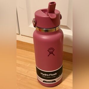 Hydro Flask 32oz Wide Mouth Water Bottle Flex Straw Cap Reef Pink